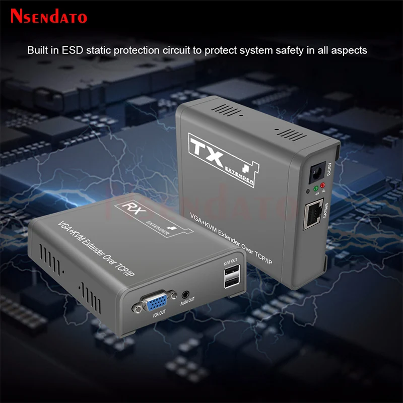 VGA KVM Extender RJ45 1080P 200m Over IP CAT6 Rj45 Ethernet Network Extension Cable KVM VGA Extender Switch For Mouse Keyboard