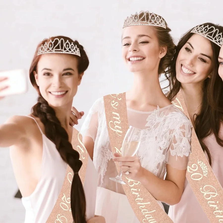 Geburtstags-Tiara-Kronenschärpe für Damen und Mädchen, 11., 12., 13., 14., 15., 16., 17., 18., 19. und 20. Geburtstag, Party-Dekoration, Gastgeschenke – Detail 11
