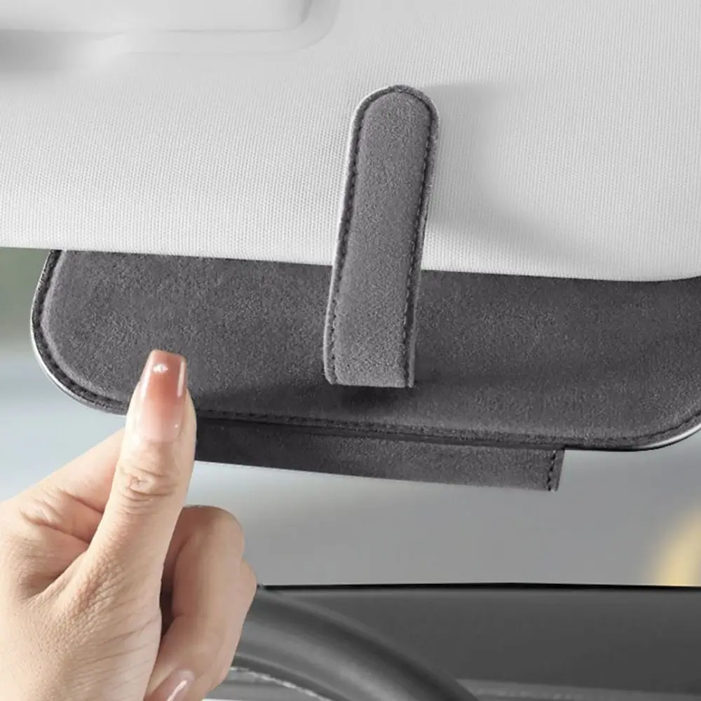 Sunglasses Holder Car Storage Tools Sun Visor Glasses Holder Multi-functional Wear-Resistant Auto Sunglasses Holder Cowhide Car Storage Box