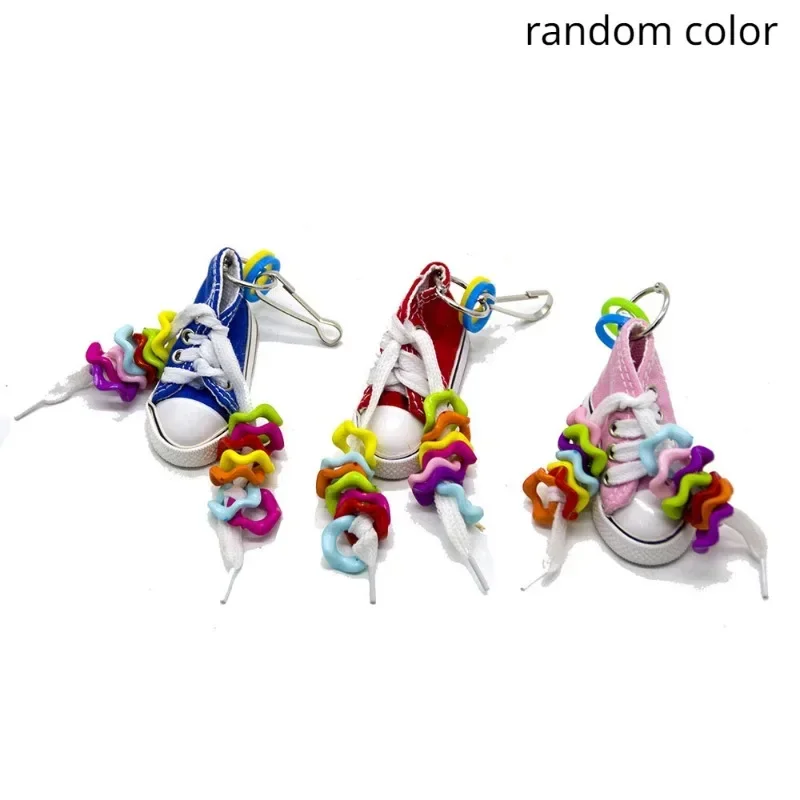 Mini Acrylic Wave Canvas Shoes Decoration Hanging Toy Pet Bird Parrot Nipple Swing Cage Stand Molar Play Chew Decoration 6