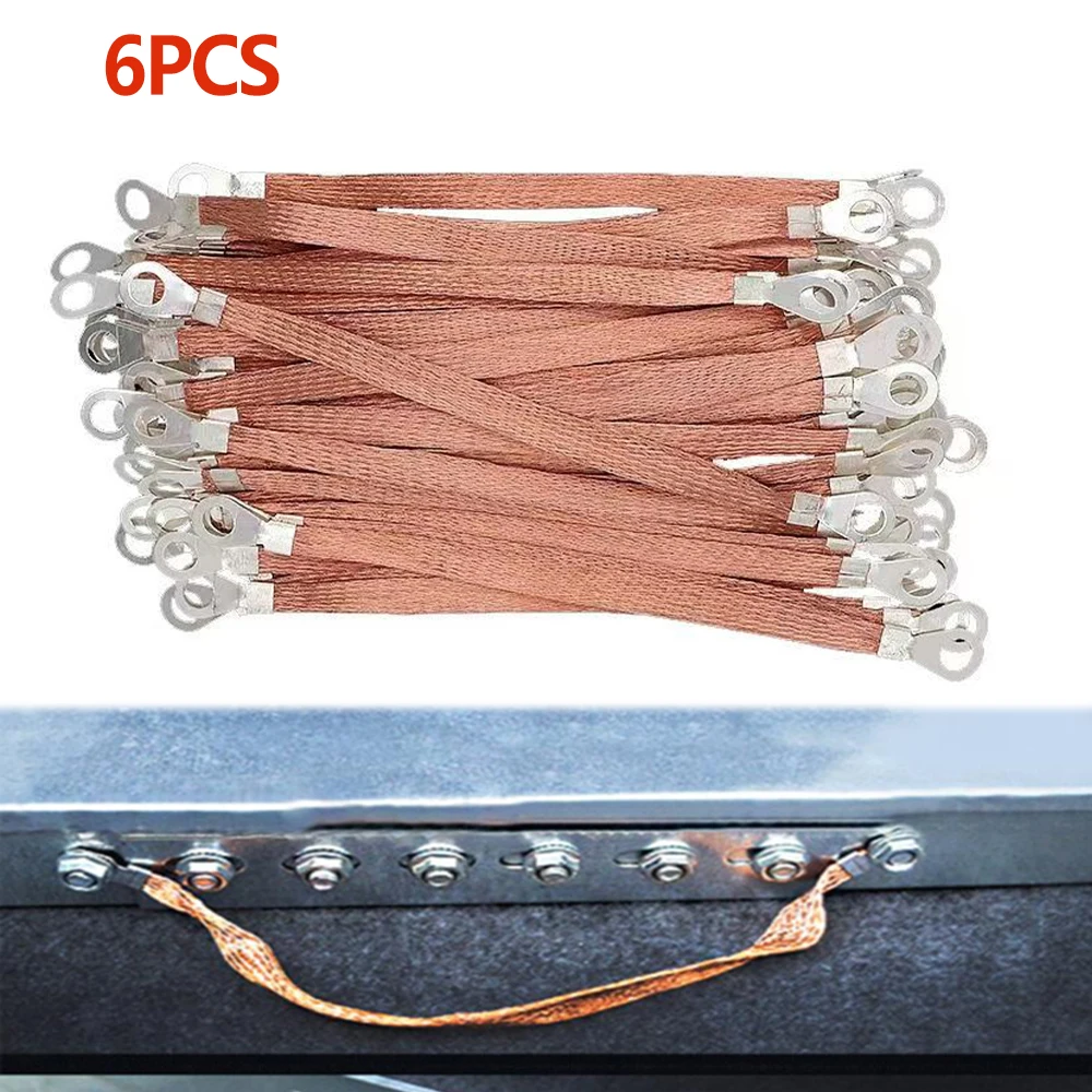 6-Piece Durable Flexible Grounding Lead Wire Set with Copper Clad Flat Braid