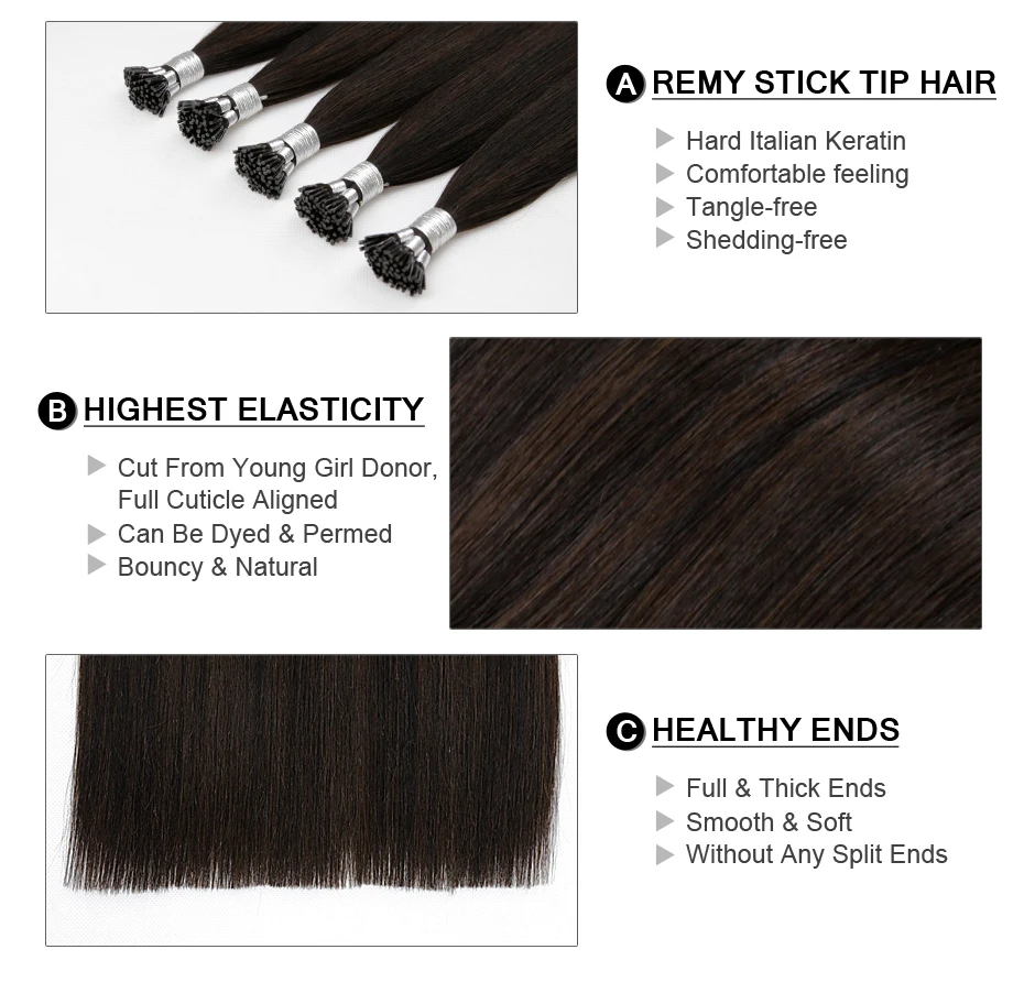 Straight I Tip Hair Extensions Natural Real Remy Human Fusion Hair Extensions Keratin Capsule Brown Blonde Color 16-22 Inch 1g/s
