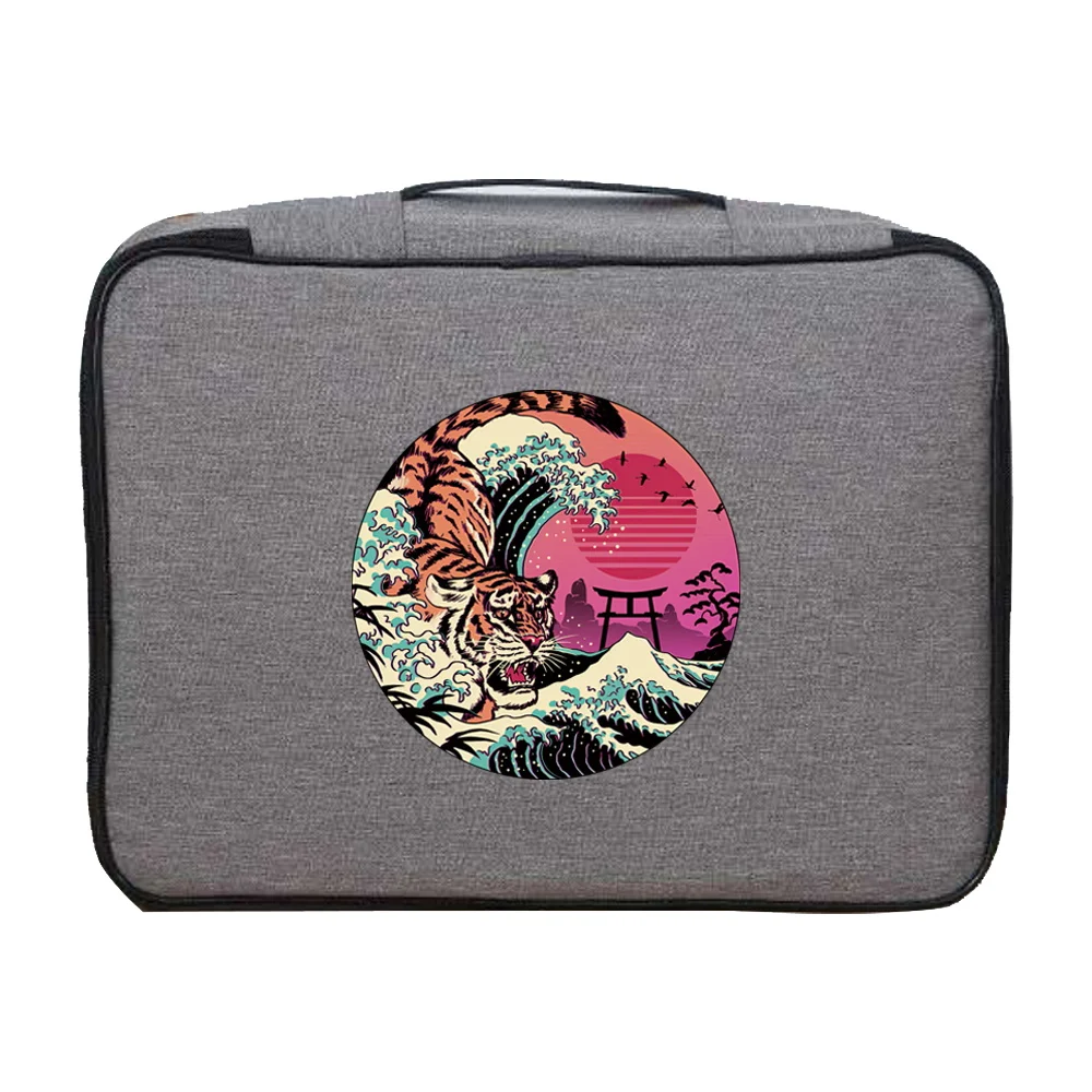 Handbag Men Business Storage Credentials Credit Card Briefcase Japan Cat Print Documents Organizer Travel File Lockbox Woman Bag