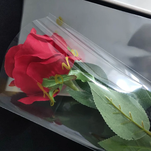 100 Sacchetti In Cellophane Trasparente Con Fiori - Per Bouquet, San Valentino, Matrimoni E Regali - Foto 3