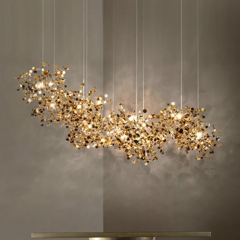 

Modern Stainless Steel LED Pendant Lamp Gold/Chrome Color Living Room Bar Hanging Lights Home Decor Luminaire Suspendu Fixtures