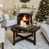 Coffee Table Set, Round Tables with 4 Upholstered Nesting Stools, Space-Saving Design, 5-Piece Coffee Table Set 4
