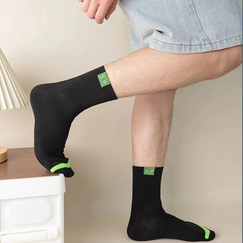 Plus Size 10 Pairs/Lot Men's Socks Polyester Cotton Casual Fashion Street Fun New Styles Middle Tube Soft Breathable Short Sock