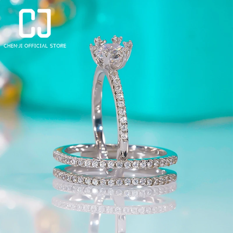 

100% 925 Sterling Silver Real Moissanite Diamond Ring Simple And Versatile Personality Set Ring 2023 For Girlfriend Fine Jewelry