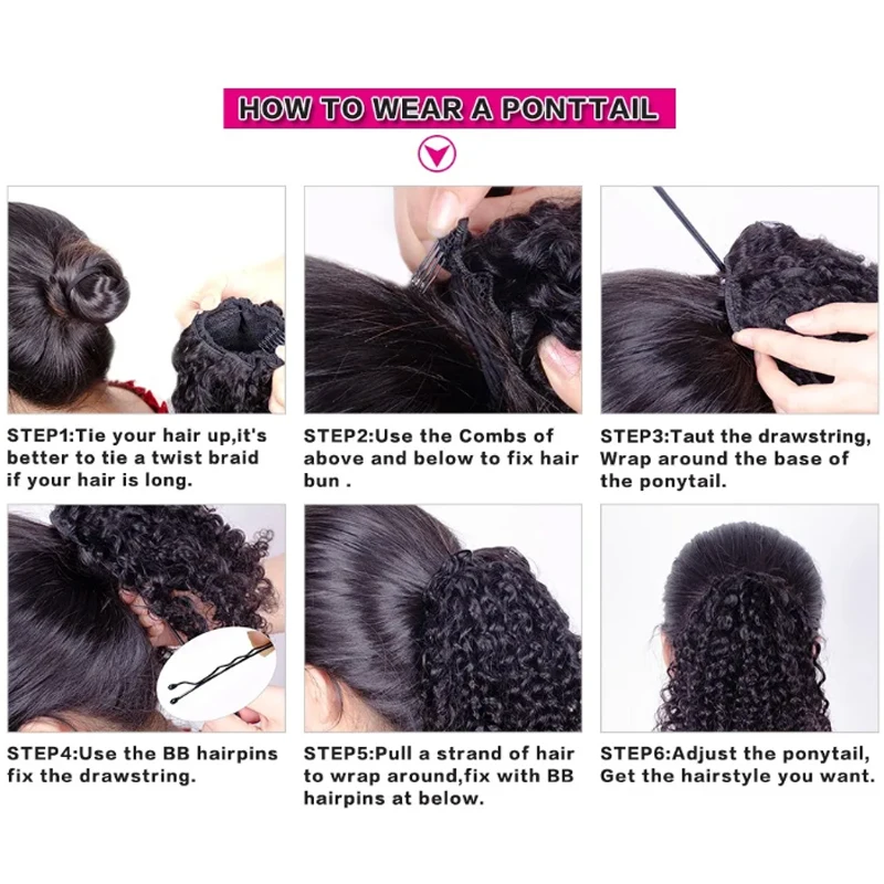Synthetic Long Afro Puff Yaki Straight Lantern Braid Bubble Ponytails Extension Drawstring Clip In Hairpiece For Black Women