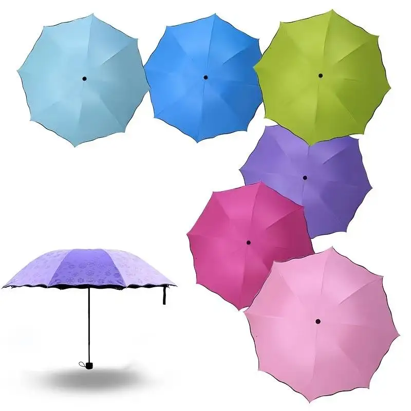 Red leaf Portable Manual Folding Umbrella Flowering Umbrella in Water Black Glue Coated Light Weight UV