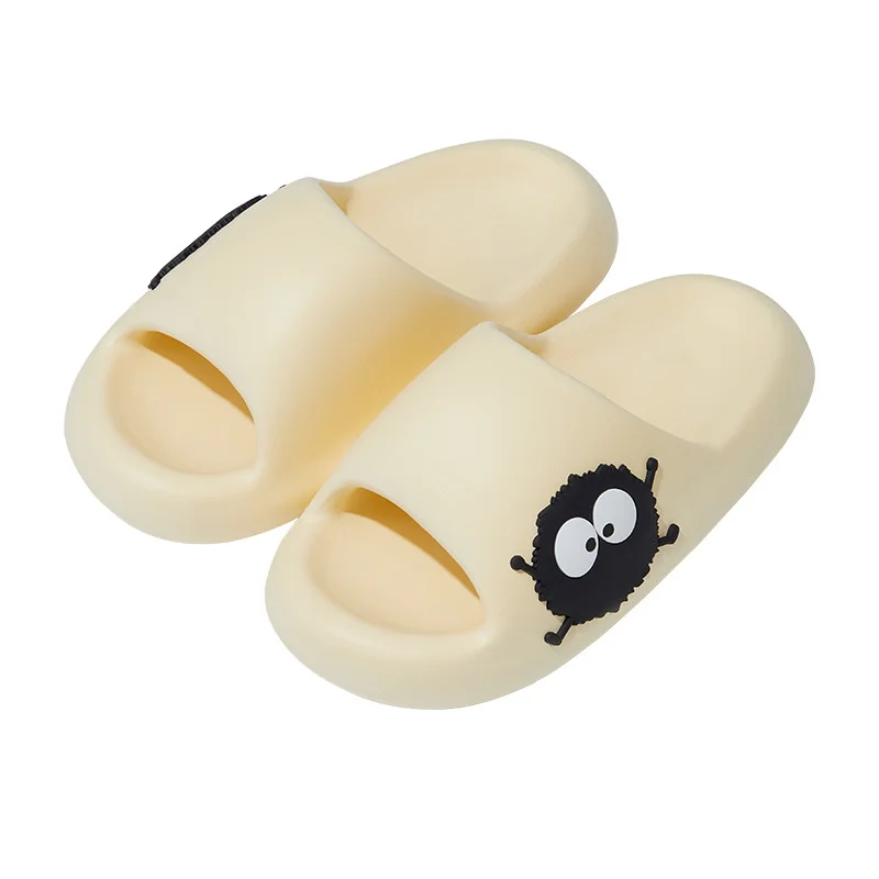 Cartoon Coal Ball EVA Thick Sole Slippers Women Man Lovely Indoor And Outdoor Slippers 2023 Summer Women's Casual Flip Flops