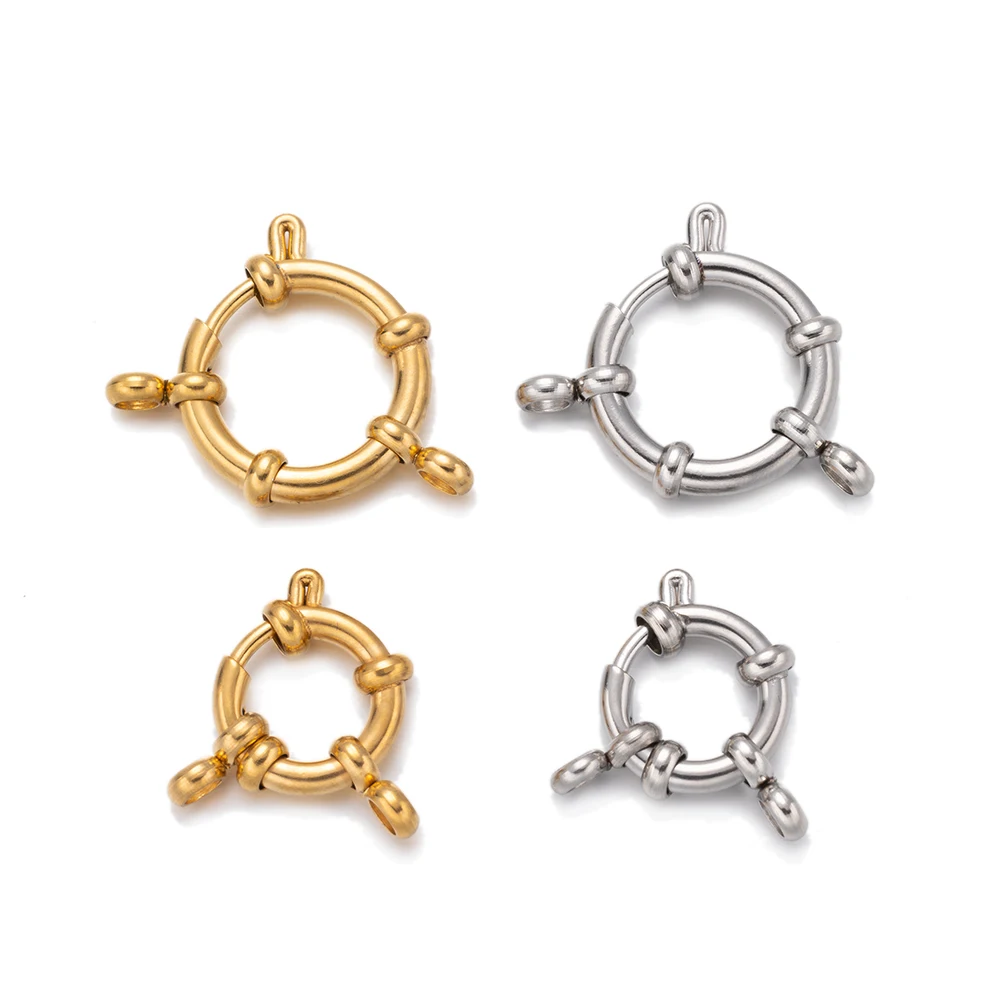 

Круглые пружинные кольца-застежки из нержавеющей стали для браслетов, ожерелий, крючков, соединители для ювелирных изделий, фурнитура, материалы, 4 шт.