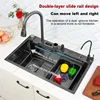 Stainless Steel Multifunctional Sink for Kitchen Sink Cuba Waterfall Sink Black Nano Wash Basin Smart 5