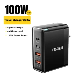 Essager 100W GaN USB - C Fast Charger with US/KR Plug - US Plug Black