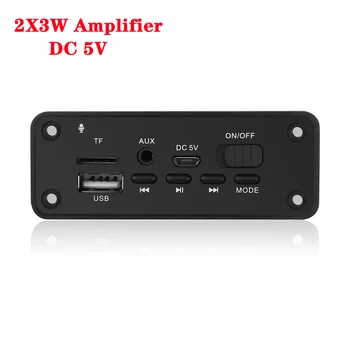 앰프 스피커 블루투스 5.0 MP3 디코더 보드, 핸즈프리 자동차 FM 라디오 모듈, TF USB AUX 오디오 MP3 플레이어 지원, 2x3W