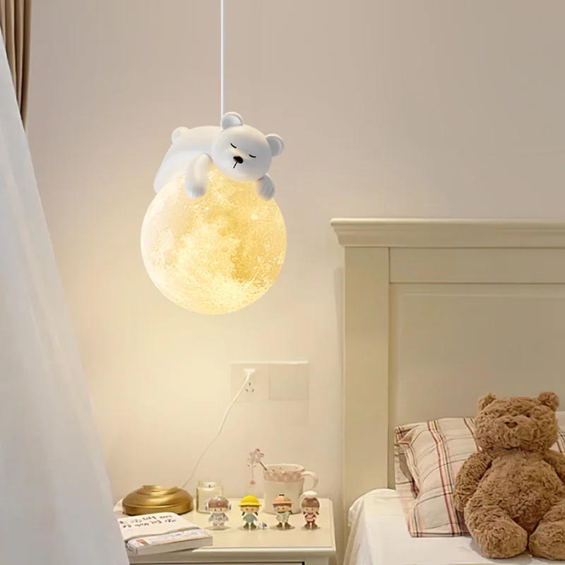 NordicCuteBearRabbitLEDPendantLightforChildBedroomBedside