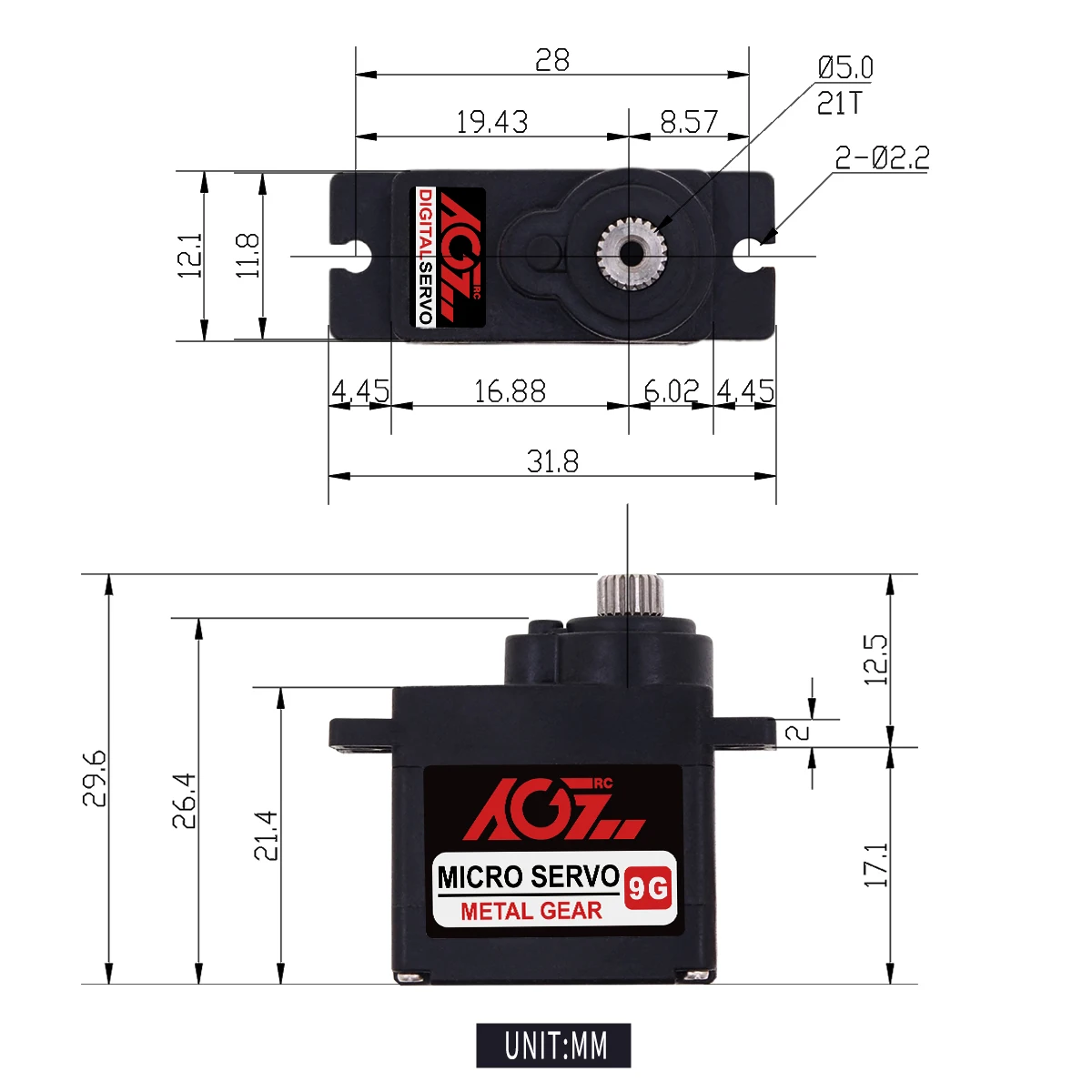180 grados, 3 unidades) 1-10 unidades de microservomotor SG90 9G para control de modelo RC de