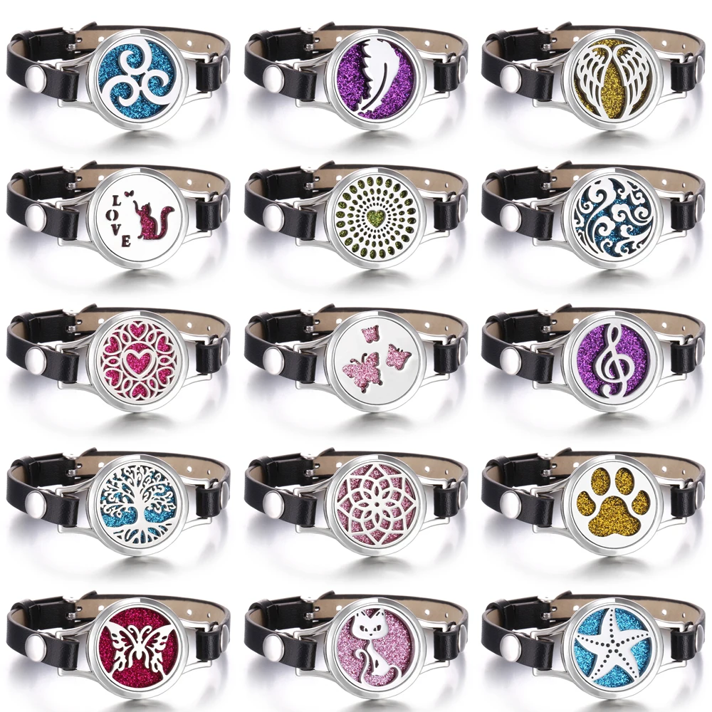 Tree of Life aromatherapy bracelet Essential Oil Diffuser Bracelet Perfume Locket Leather Bracelets for Women Wristbands bracelet jewelry
