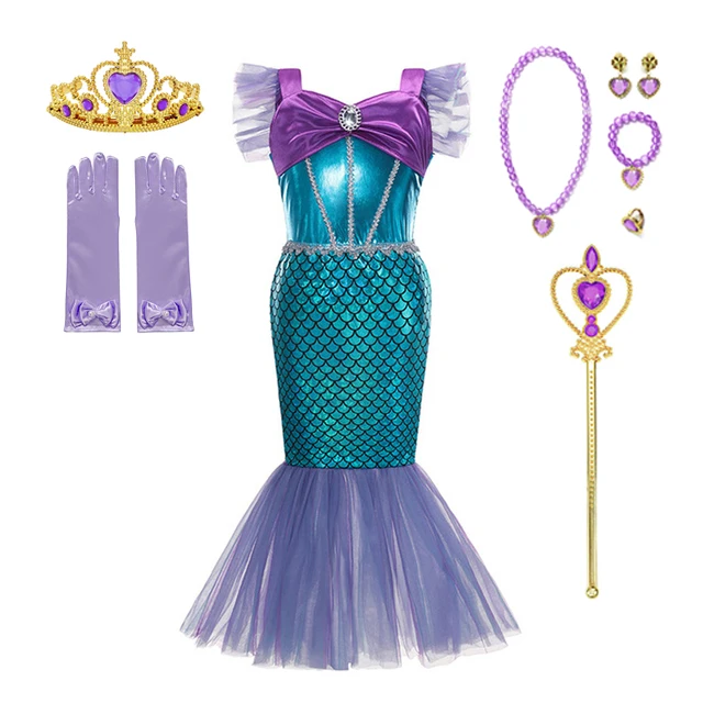 thumbnail image 1 of Disney-vestido de princesa Jasmine para niña, disfraz de Aladdín, lámpara de sirena, Elena, Moana, fiesta de cumpleaños, Carnaval, 1 of 5