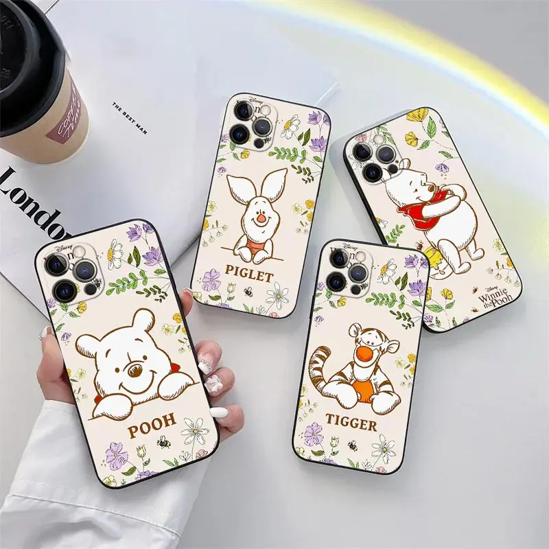 

Winnie Pooh-Tigger Piglet Friends Phone Case for iPhone 11 15 Pro Max Case Coque 14 Plus 13 Pro 12 11 X XS XR 7 8 TPU Soft Cover