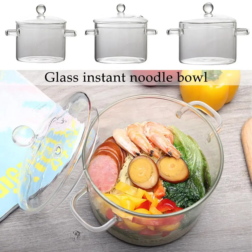 

Transparent Glass Saucepan with Cover Dual Handles Stovetop Pot for Pasta Noodle, Soup, Milk, Baby Food Making Kitchen Stew P1G1