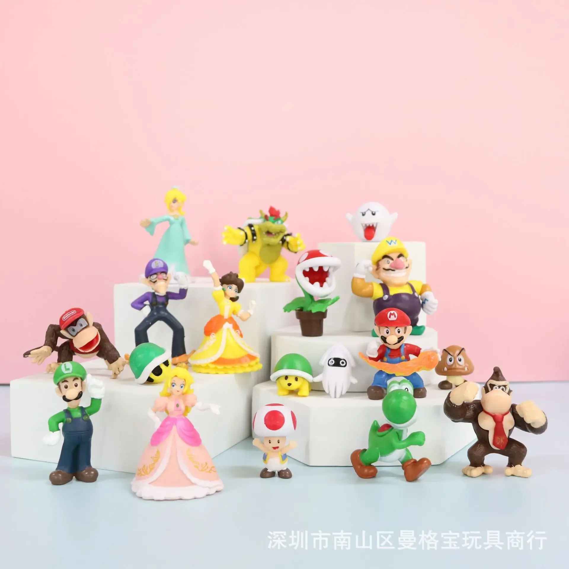 

18pcs/set Second-generation Super Mario Bros Luigi Yoshi Donkey Kong Wario Mushroom Princess Model Cartoon Toys Kids X-mas Gifts