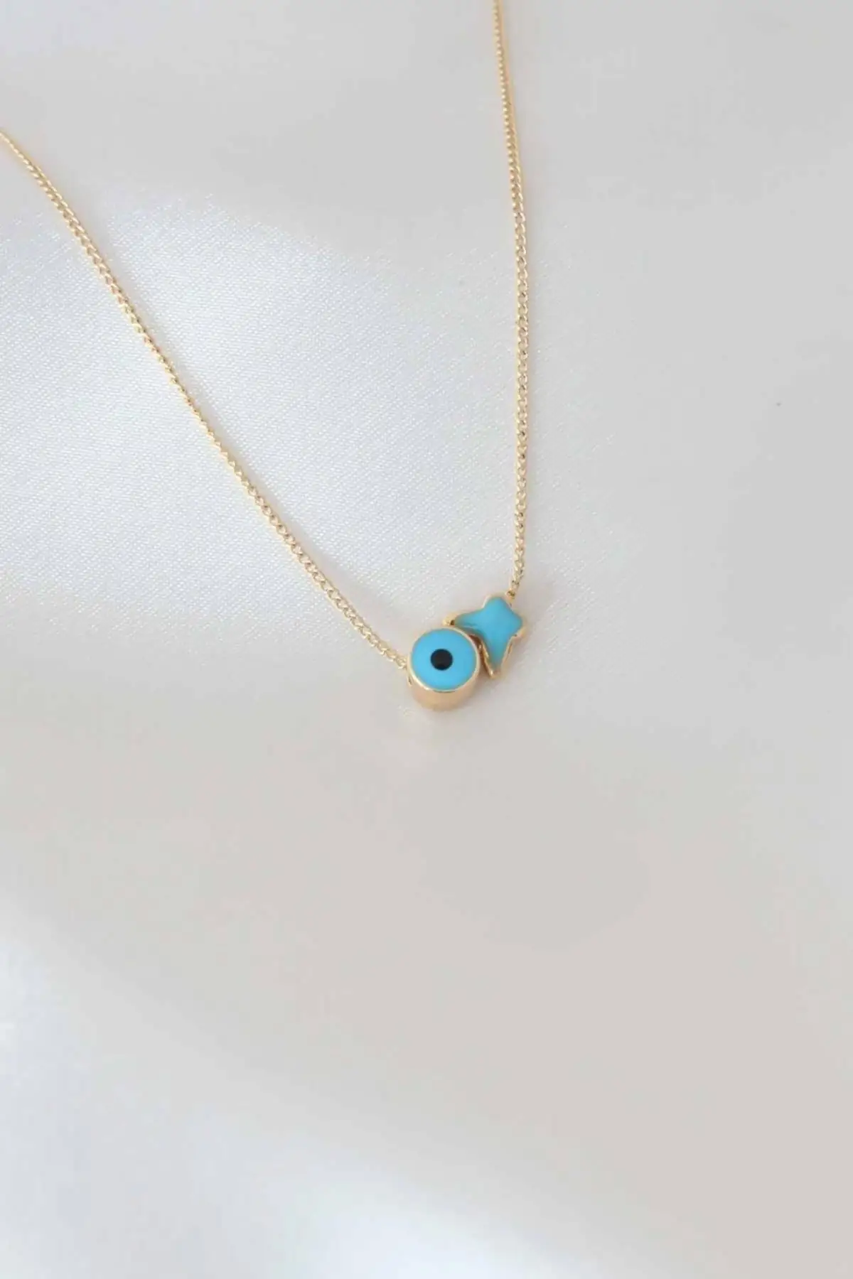 

Evil Eye Bead Figured Butterfly Detail Gold Color women's Necklace