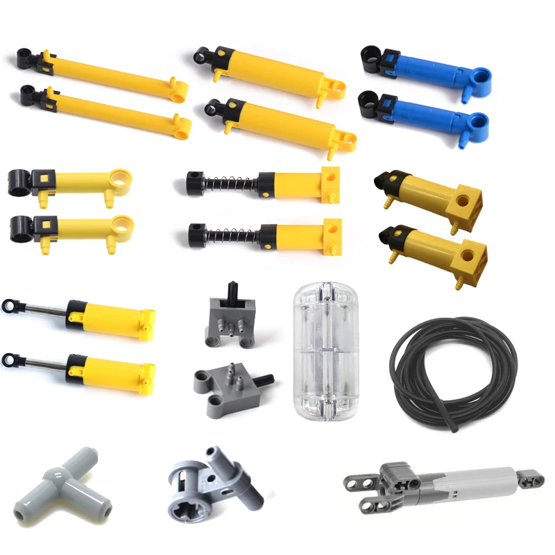 Parti Tecniche Kit Pneumatico Fai Da Te Con Pompa Ad Aria Interruttore Asta Di Spinta Tubo Dell'Aria Pistone Pompa Pneumatica Moc Blocks Mattoni 47225