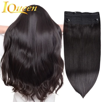 #1B Wire Hair Extensions 100g/pcs Brazilian Hair 3/4 Full Head Fish Line Straight One Piece Clip In Hair Extensions 16-26 Inches