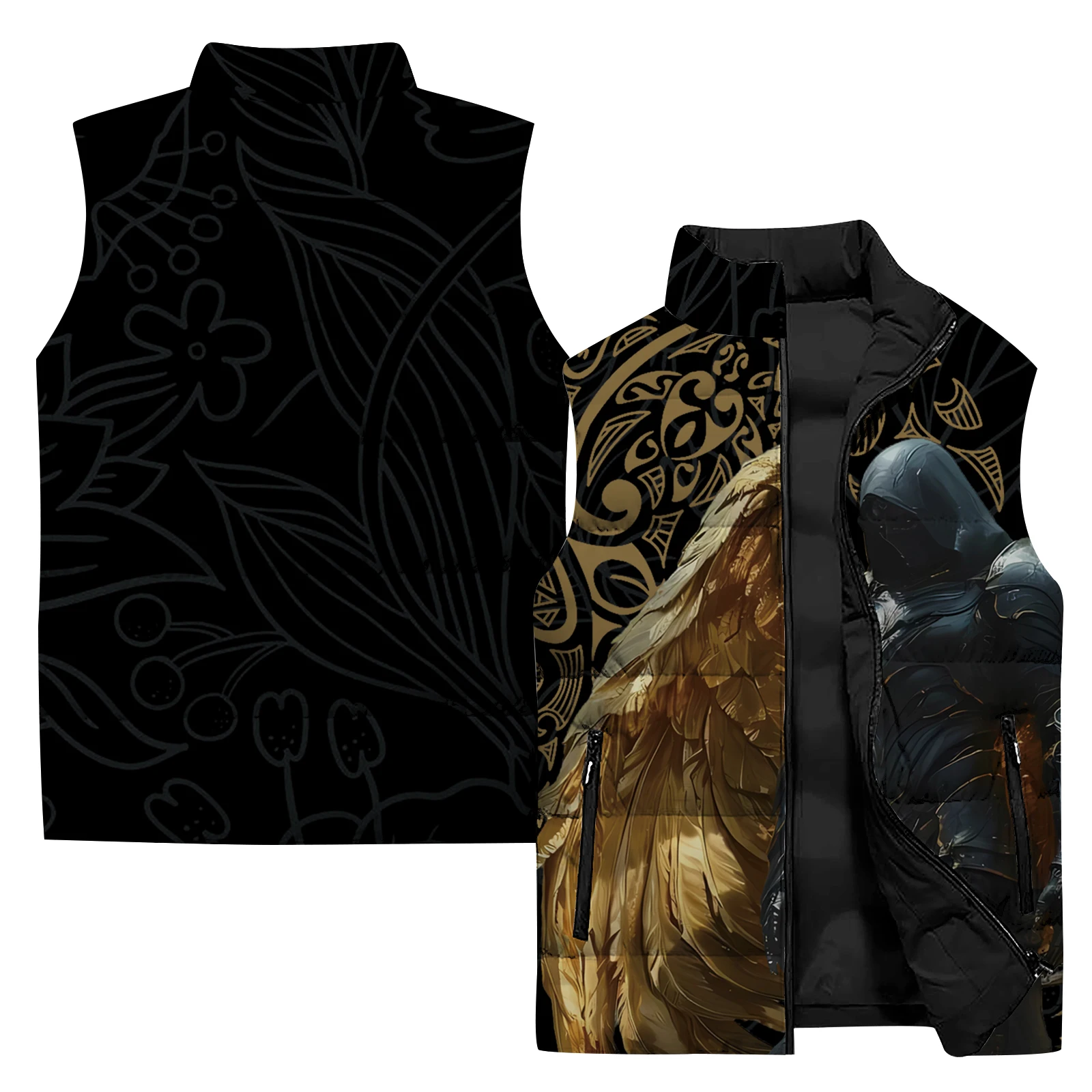 thumbnail image 1 of Chaqueta sin mangas con estampado 3D para hombre, chaqueta cálida para deportes al aire libre, ciclismo, informal, con cremallera, a la moda, 1 of 4