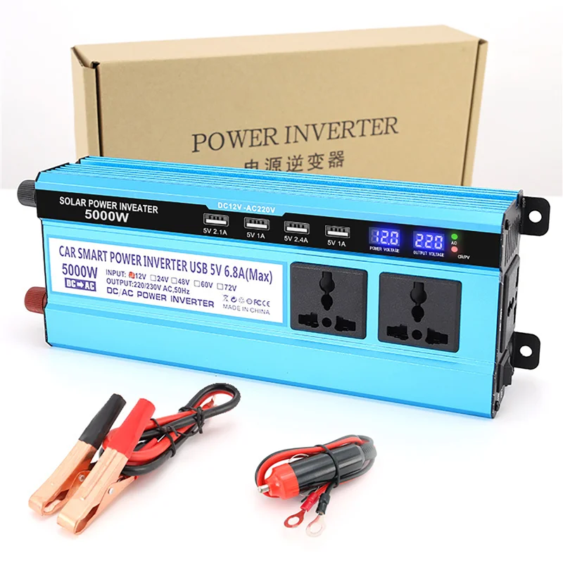 3000W/4000W/5000W Modified Sine Wave Inverter DC 12V to AC 220V Voltage Portable Vehicle Power Converter Adapter LCD Display solar hybrid inverter,car power inverter