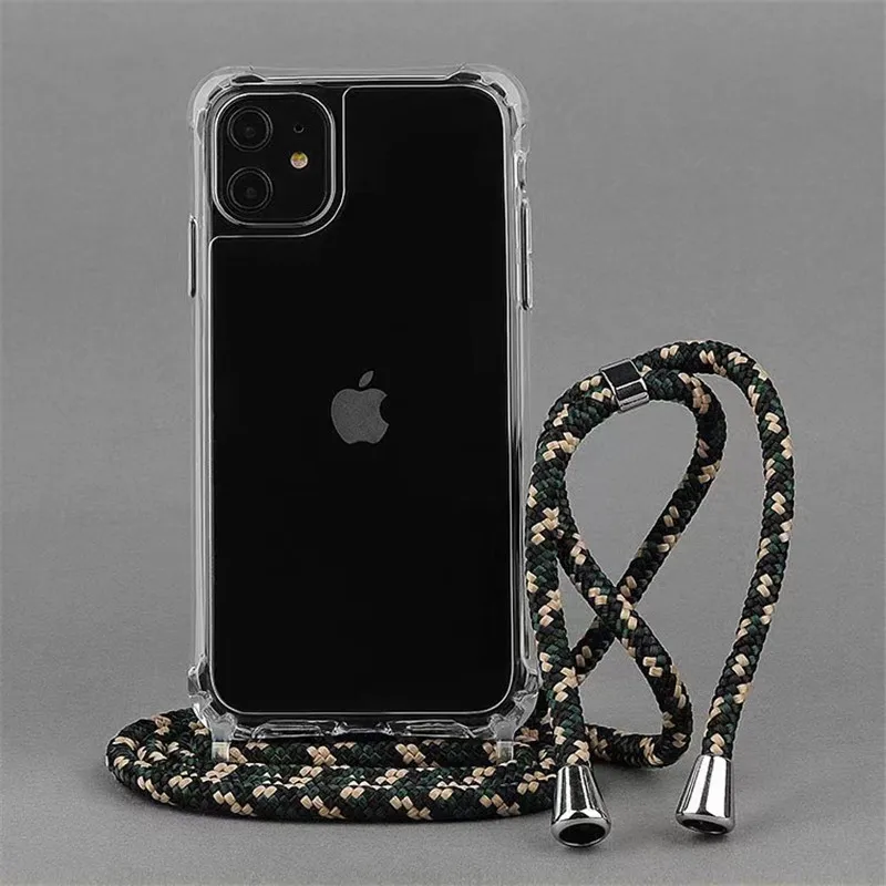 Crossbody Necklace Cord Lanyard Transparent Hard Case for iPhone 16 15 14 13 12 11 Pro Max XS XR X 8 7 Plus 15 Clear Soft Cover phone case iphone case phone protector cover