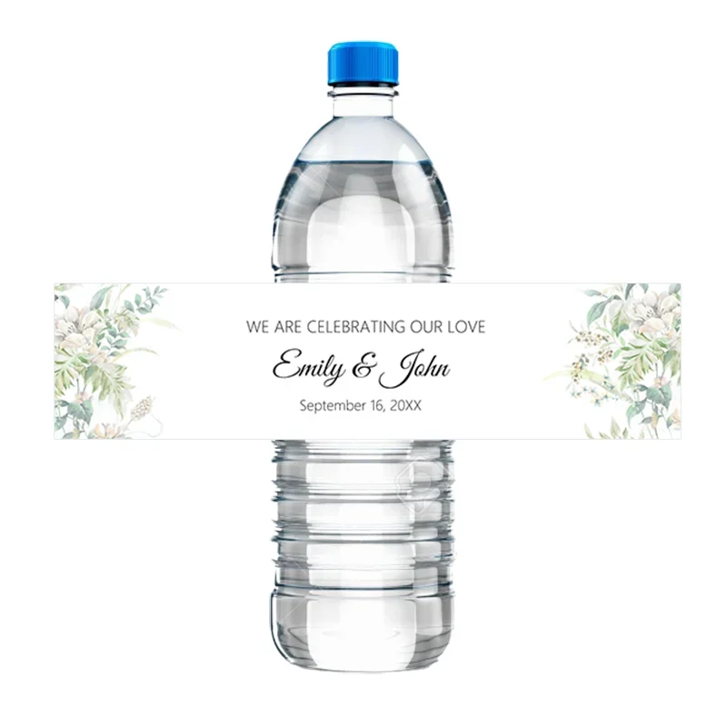 30 יחידות מדבקות תוויות בקבוקים אישיות מדבקות עלים קישוט שם מותאם אישית טקסט יומולדת טקס טבילה חתונה בר מיצווה קישוט