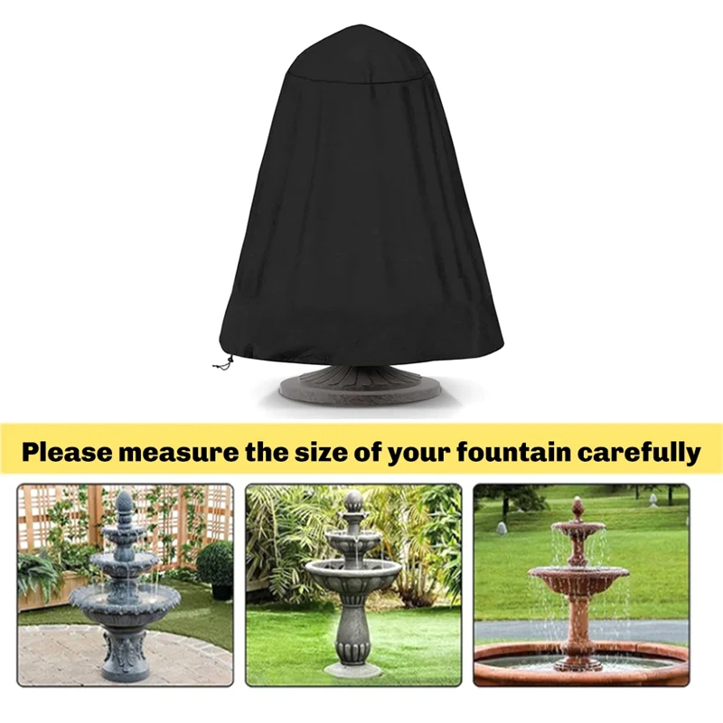 36" D X 42" H Fountain Cover Weatherproof Garden Fountain Statue Protective Cover 420D Oxford Cloth For Winter Outdoor