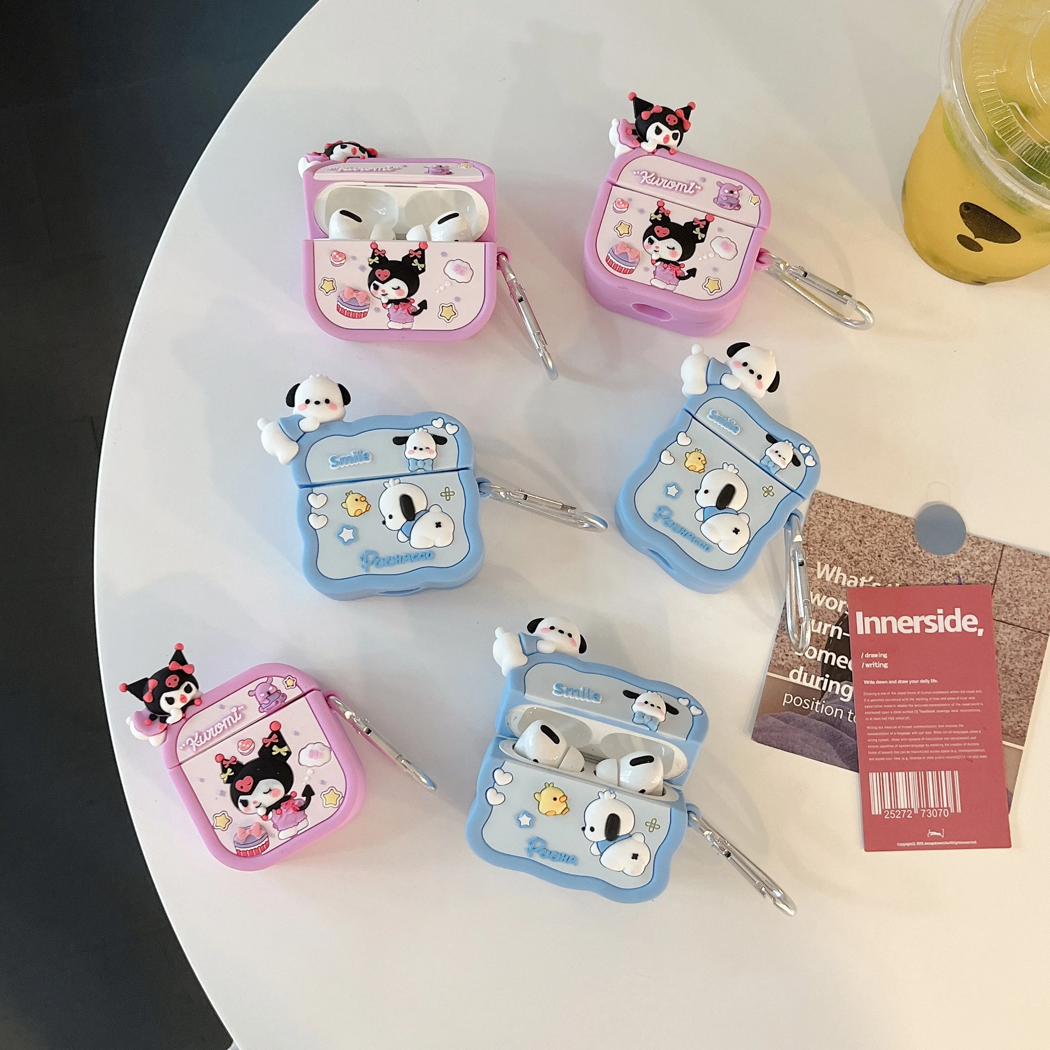 

Kawaii 3D Sanrio Hello Kitty Kuromi Pochacco Case For Apple AirPods 1 2 3rd Pro 2 For IPhone Earphone Accessories Silicone Cover