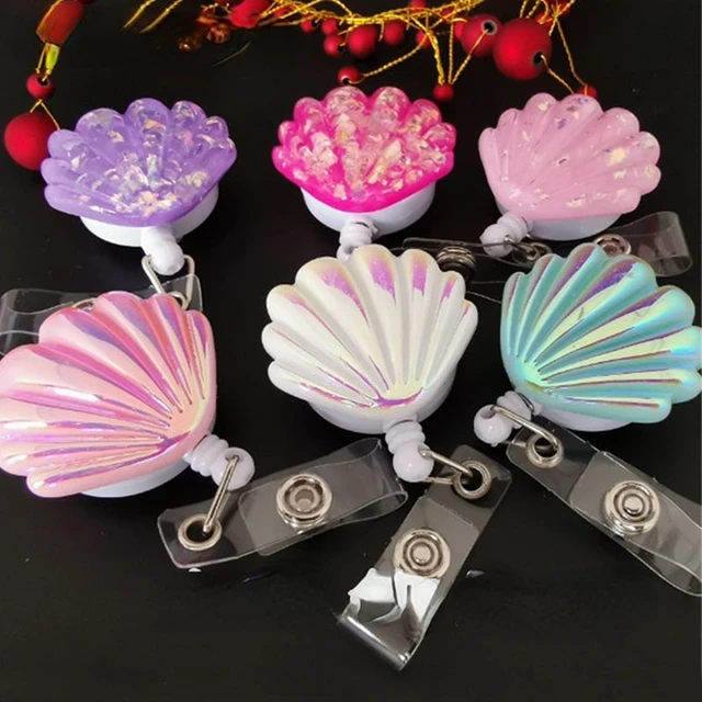 1pc Shell Shape Resin Pull Name Card Badge Reel Holder Nurse Badge Reel  Clip Retractable Exhibition Chest Card School Supply - AliExpress