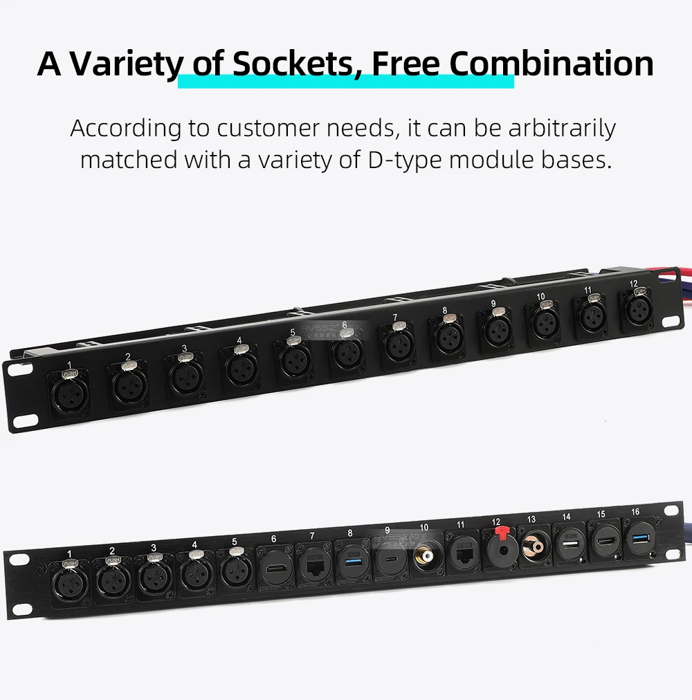 86 Panel 8/12/24 Port Blank Patch Panel 1U 2U 19 Zoll, für D-Sub XLR RJ45 Lautsprecheranschluss, Schrank-Wandmontage-Blindplatte – Detail 20