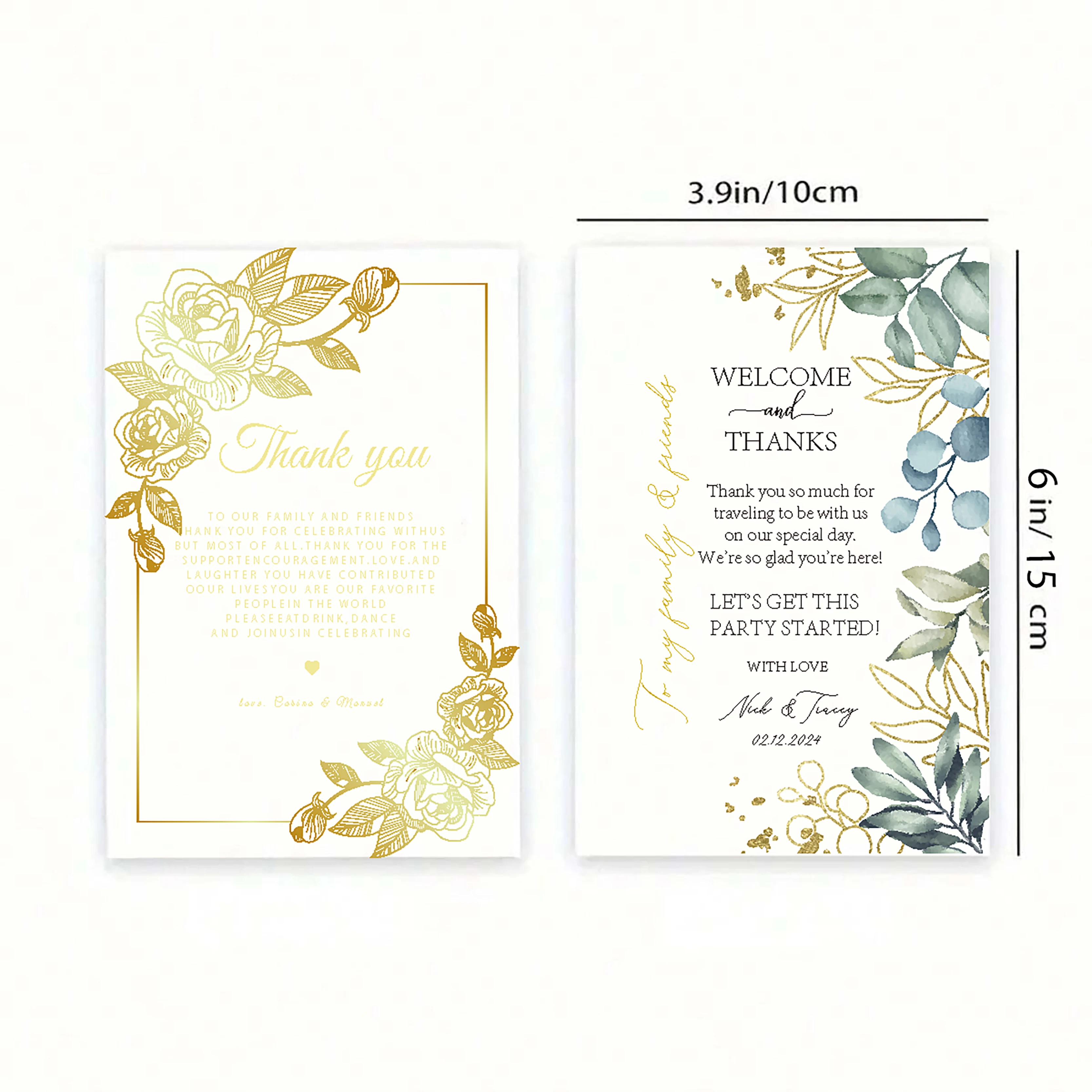 Personalized Wedding Banquet Table Thank You Card, Table Decorations, Reception, Bridal Shower Thank You Cards, Welcome Cards