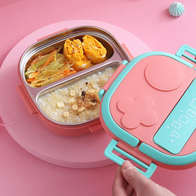 1pc Silicone Lunch Box, Minimalist Solid Color Pink Lunch Box For