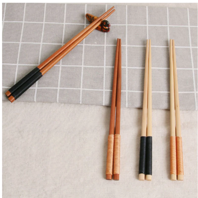 Chopsticks Sushi Handmade Natural Wood Set Value Gift food Tie line Chinese