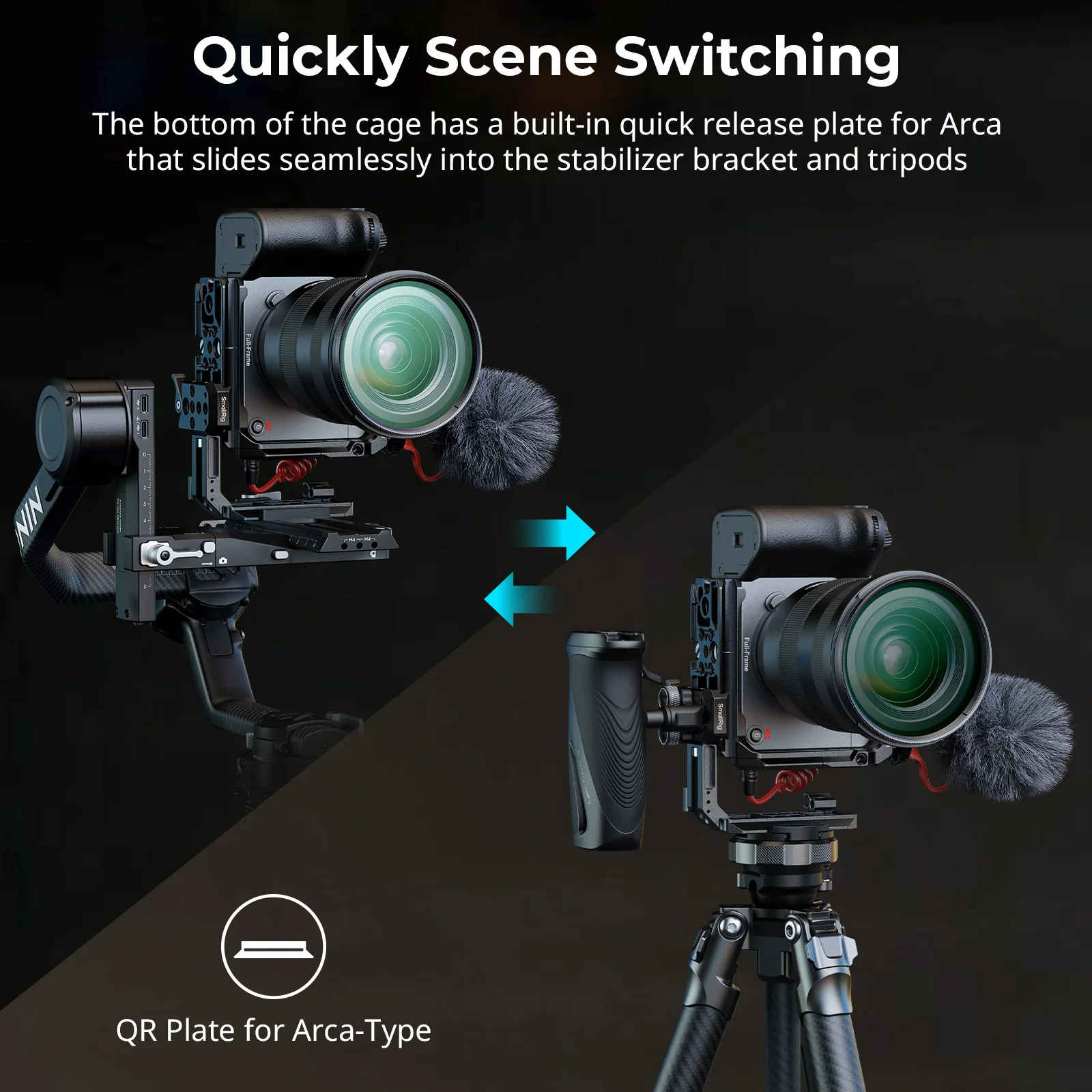FX2 Cage for Sony FX2, Camera Cage Rig Kit With Top Plate Cable Clamp Cold Shoe