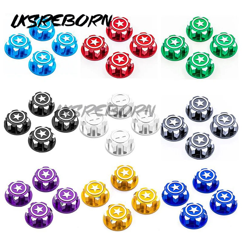 

4PCS RC Car Aluminum 17mm Hex Wheel Nuts Dustproof Anti-Skid Non-slip for 1/8 TRX X-Maxx Summit E-Revo Buggy RC Truck