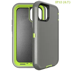 Ultimate Heavy Duty Shockproof Armor Dust-Proof Case Cover - 3 in 1 Protection for iPhone 16 Pro (Green Grey)