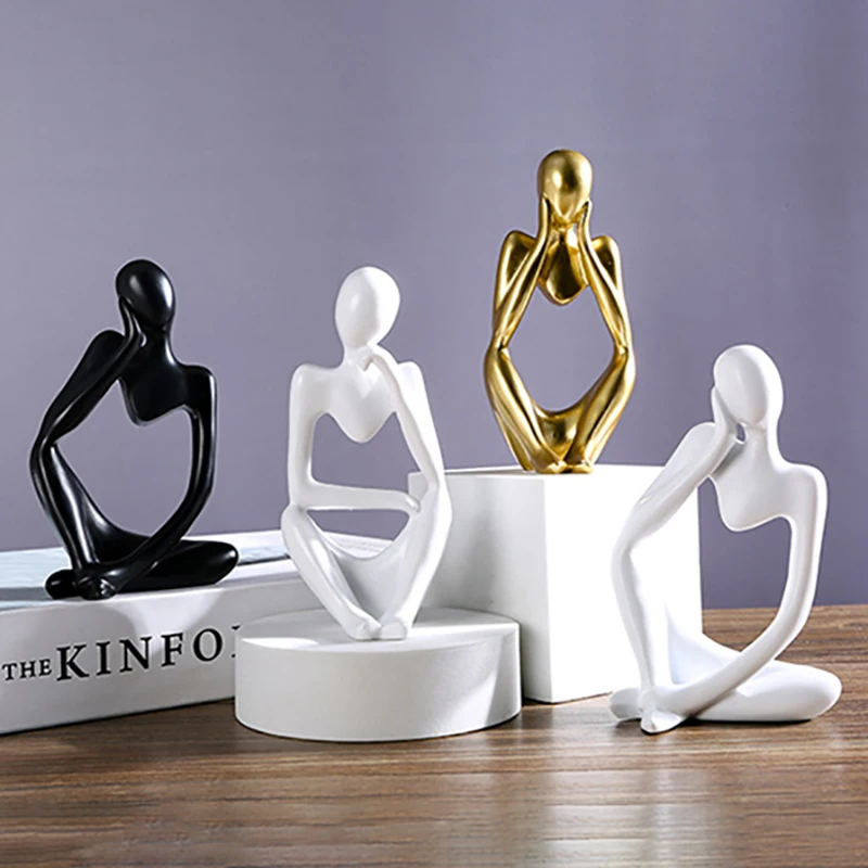 

Modern Nordic Abstract Thinker Statue Resin Crafts Figurine Office Home Decoration Desktop Decor Art Mini Sculpture Ornaments