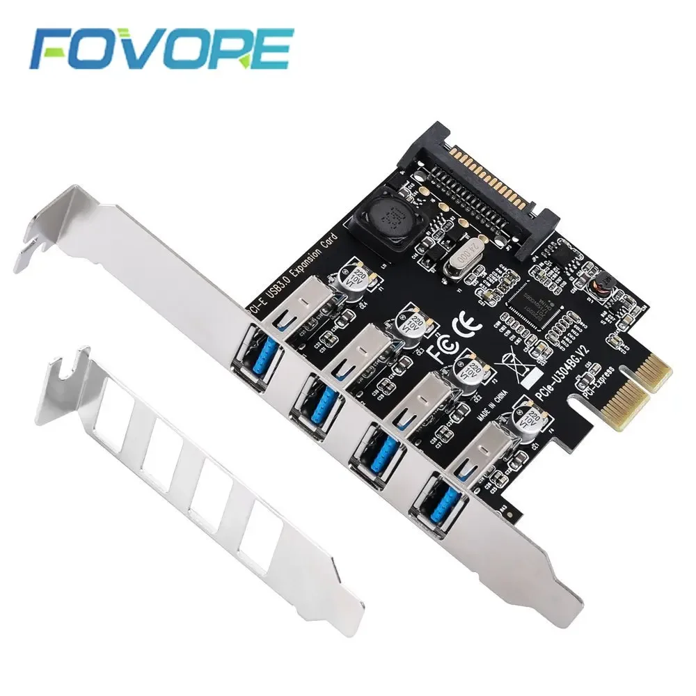 PCIe USB adapter 4 Ports USB3.0 Expansion Card PCI-E PCI Express USB 3.0 Adapter Converter for PCIE x1 x4 x8 x16