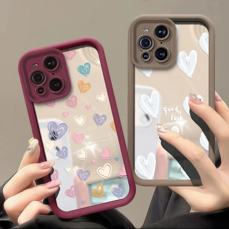 Love Heart Shockproof Makeup Mirror Phone Case Cover