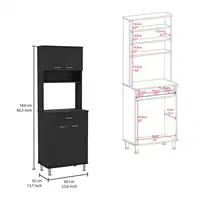 Della 60 Kitchen Pantry with Countertop, Closed & Open Storage Black 2