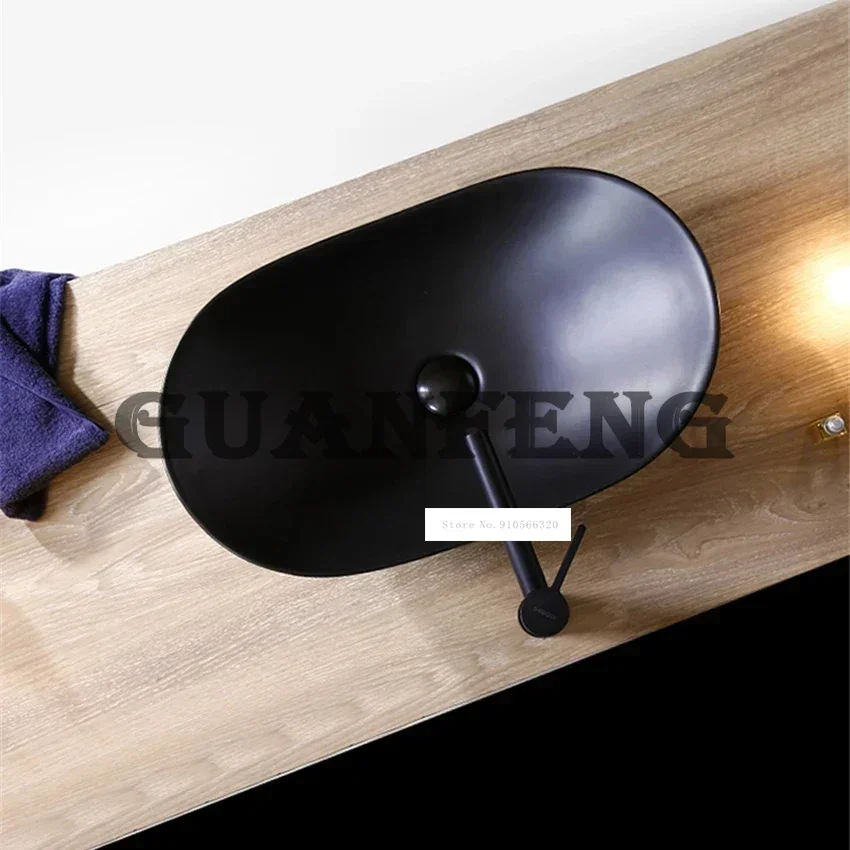 Household Single Hole Creative Black Above Counter Basin Bathroom Retro Basin Chinese Style Ceramic Sink Hand Washing Basin Bowl 3