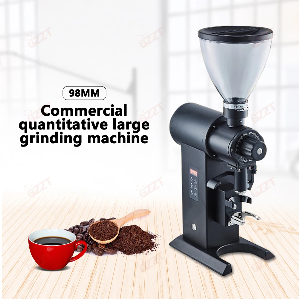 GZZT NEW 98MM Time Quantification Coffee Grinder Titanium Flat Knife Grinder Coffee Bean Grinding Maker Miller 110V 220V 240V gzzt coffee grinder time quantitative powder setting 60mm stainless steel flat burrs espresso grinder coffee miller 220v 240v