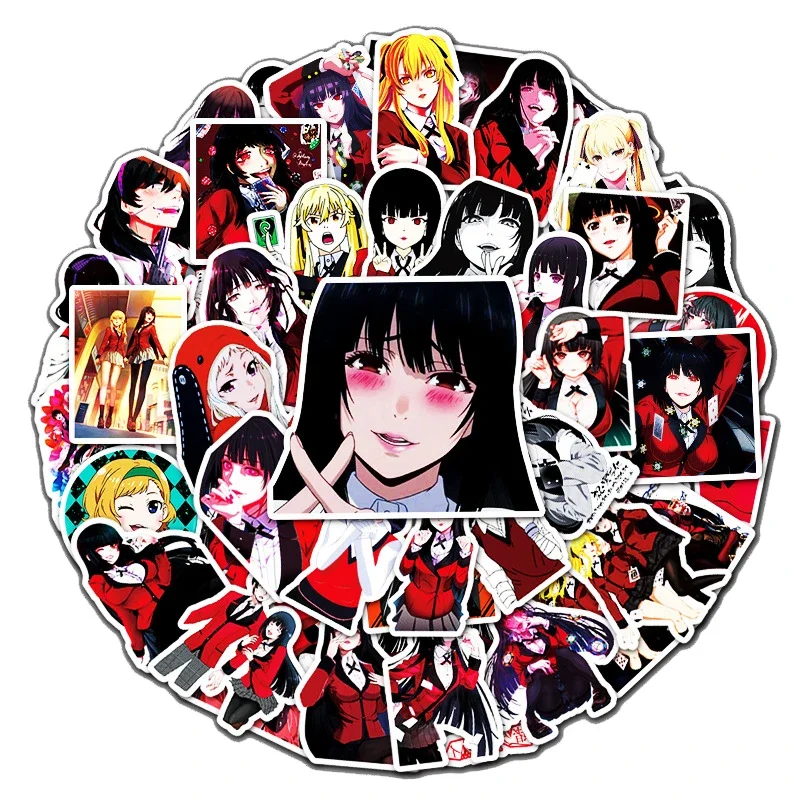

30/50/100PCS KAKEGURUI Anime Sexy Girl Stationery Stickers Door Helmet Windows Skateboard Graffitt PVC Decals School Supplies